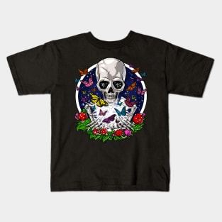 Psychedelic Skull Butterflies Kids T-Shirt